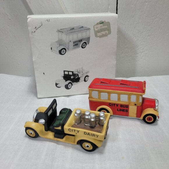 Heritage Village Transport Set – City Bus & Dairy Truck – 1988 w/ Box - - Picture 2 of 16